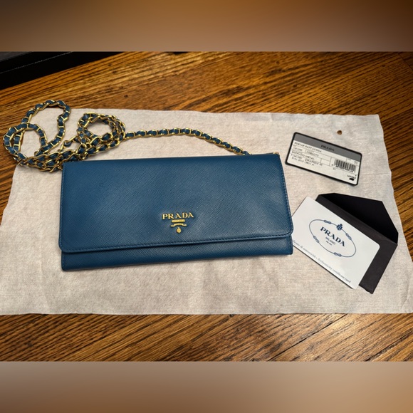 EUC Prada Cobalt Saffiano Wallet on Chain Evening Clutch - Picture 3 of 9